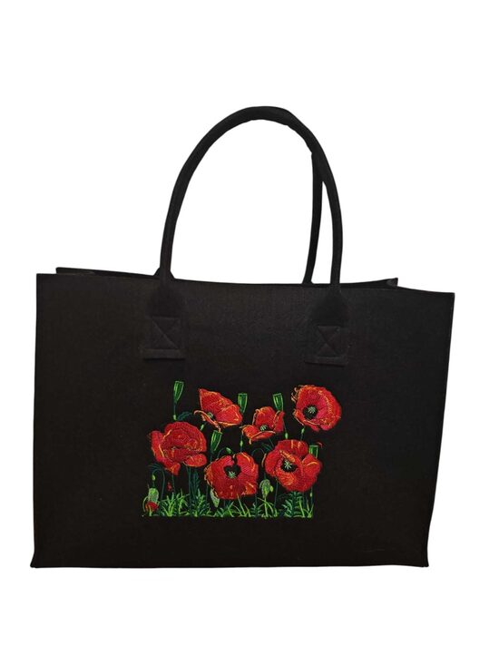 Filztasche mit Mohnblumenmotiv