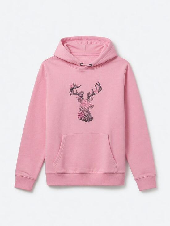 Damen Hoodie mit stilvollem Hirschmotiv